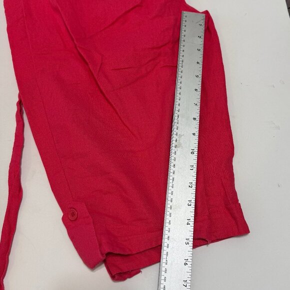 Contact Shorts Women's Size Large Pink Bermuda Linen Rayon Stretchy Waist Belt - Picture 8 of 11
